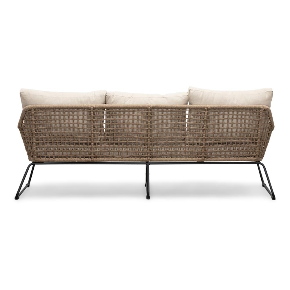 Valencia/Palermo stoel-bank loungeset 5 personen | touw + aluminium | Sahara Dust | 3-delig