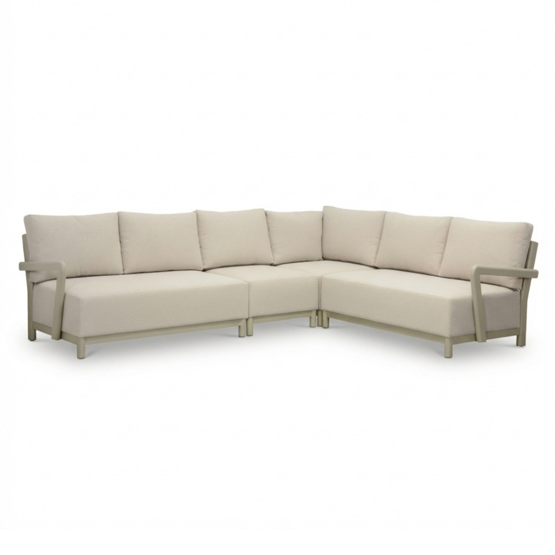 Amalfi/Palau hoek loungeset 6 personen | aluminium + polywood | beige | 6-delig - 289x222cm