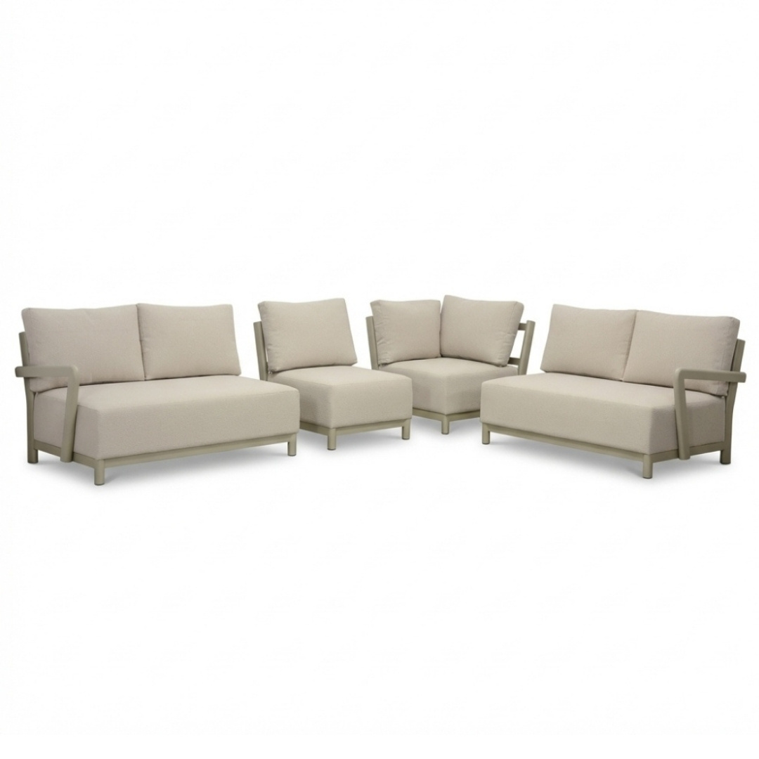 Amalfi/Palau hoek loungeset 6 personen | aluminium + polywood | beige | 6-delig - 289x222cm