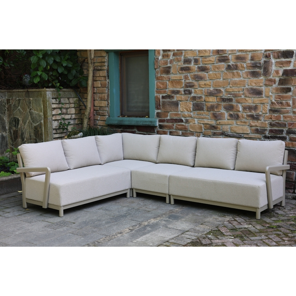 Amalfi/Palau hoek loungeset 6 personen | aluminium + polywood | beige | 6-delig - 289x222cm