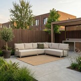 Amalfi hoek loungeset 6 personen | aluminium + polywood | beige | 4-delig - 289x222cm