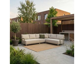 Amalfi hoek loungeset 6 personen | aluminium + polywood | beige | 4-delig - 289x222cm