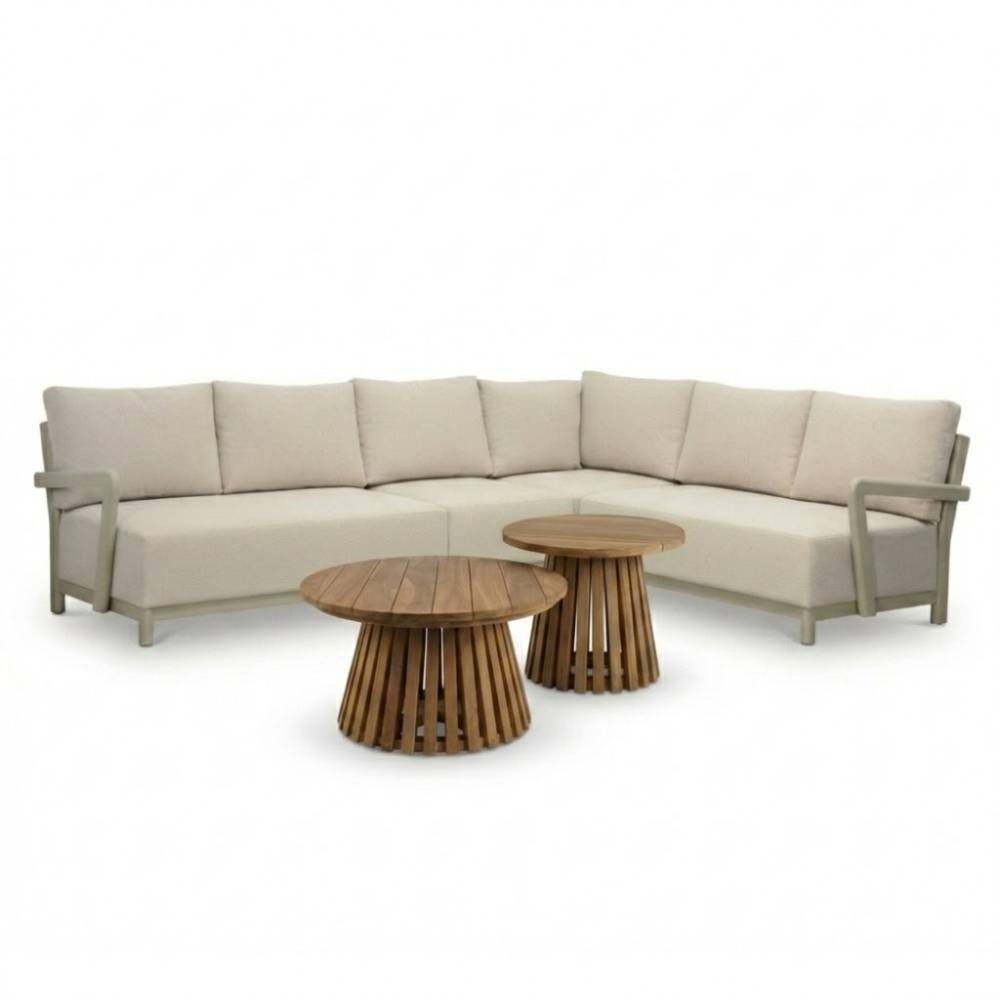 Amalfi/Palau hoek loungeset 6 personen | aluminium + polywood | beige | 6-delig - 289x222cm