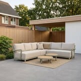 Amalfi hoek loungeset 6 personen incl. tafels | aluminium + polywood | beige | 5-delig - 289x222cm