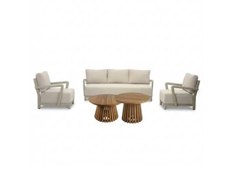Amalfi/Palau stoel-bank loungeset 5 personen | aluminium + polywood | beige | 5-delig
