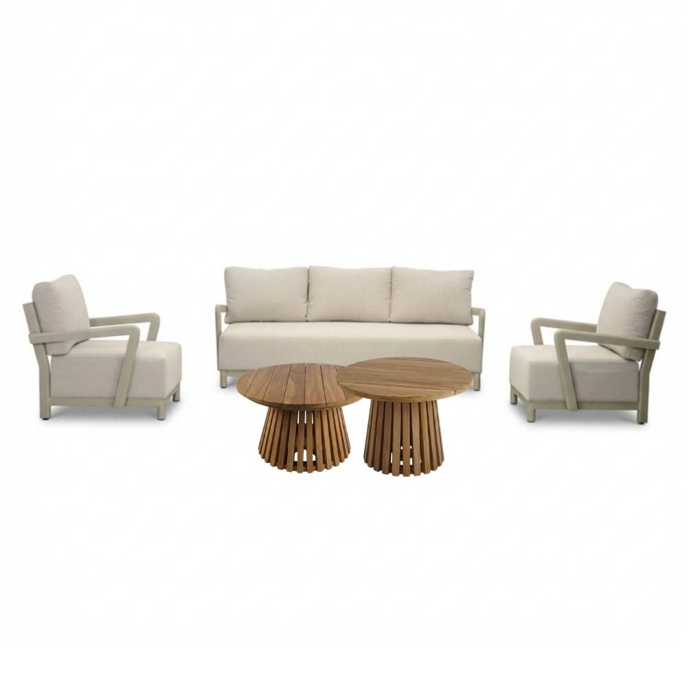 Amalfi/Palau stoel-bank loungeset 5 personen | aluminium + polywood | beige | 5-delig