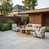 Amalfi/Palau stoel-bank loungeset 5 personen | aluminium + polywood | beige | 5-delig