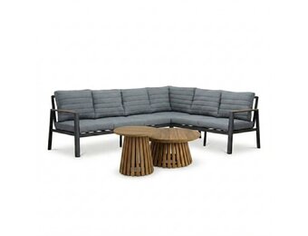 Tokyo/Palau hoek loungeset 6 personen | aluminium + polywood | antraciet | 5-delig - 264x204cm
