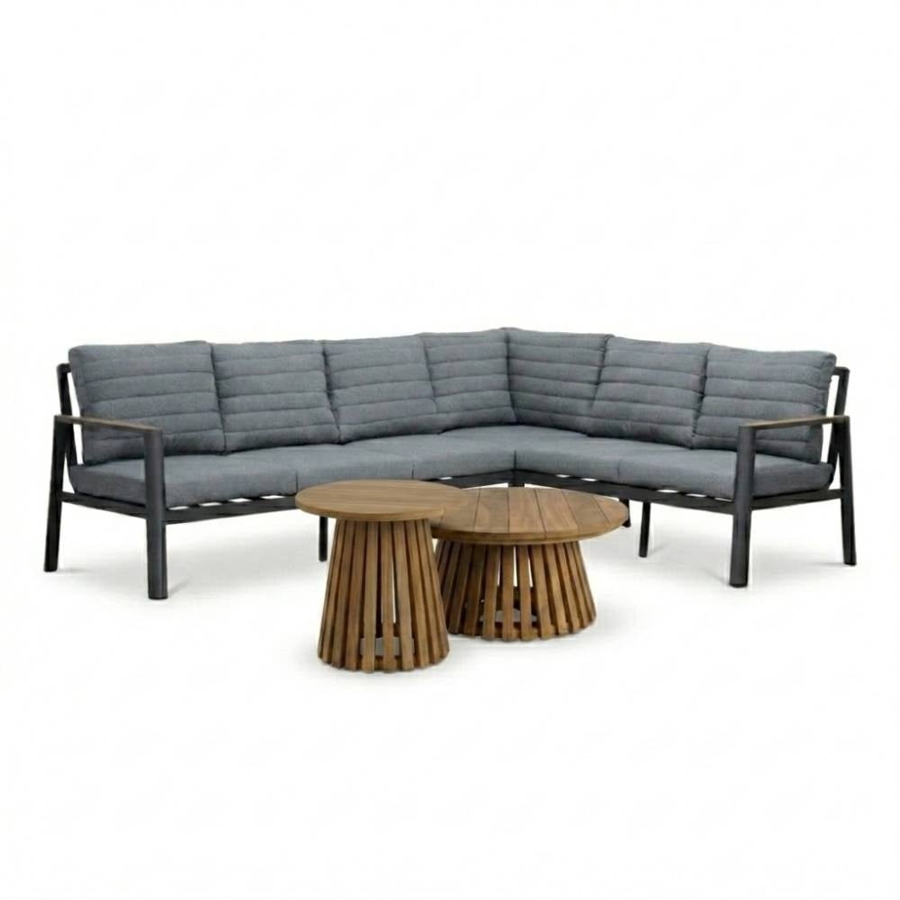 Tokyo/Palau hoek loungeset 6 personen | aluminium + polywood | antraciet | 5-delig - 264x204cm