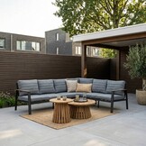 Tokyo/Palau hoek loungeset 6 personen | aluminium + polywood | antraciet | 5-delig - 264x204cm