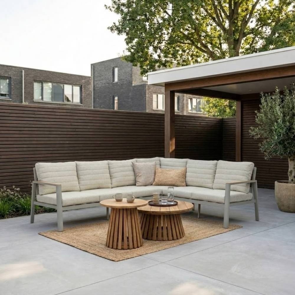 Tokyo/Palau hoek loungeset 6 personen | aluminium + polywood | beige | 5-delig - 264x204cm