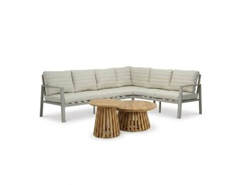 Tokyo/Palau hoek loungeset 6 personen | aluminium + polywood | beige | 5-delig - 264x204cm