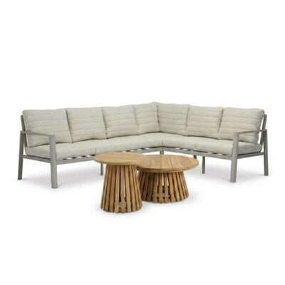 Tokyo/Palau hoek loungeset 6 personen | aluminium + polywood | beige | 5-delig - 264x204cm