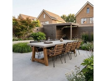 Veltis/Carlos antraciet dining tuinset | 8 personen | betonlook | 300cm