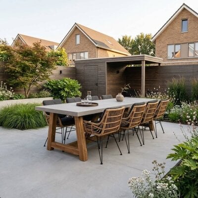 Veltis/Carlos antraciet dining tuinset | 8 personen | betonlook | 300cm