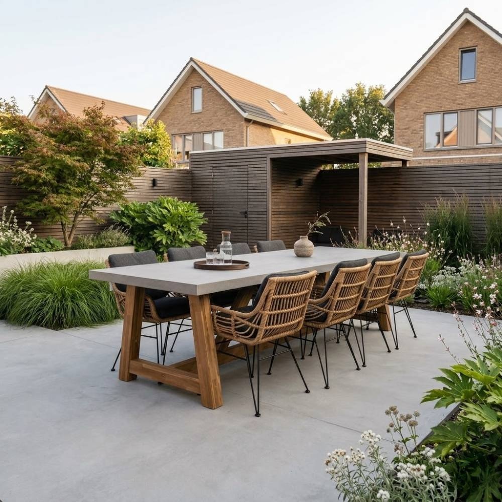 Veltis/Carlos antraciet dining tuinset | 8 personen | betonlook | 300cm