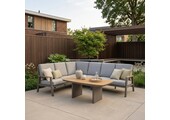 Florida dining loungeset 6 personen | aluminium + teak | beige | 5-delig - 266x206cm