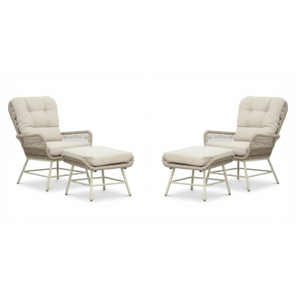 Dex lounge balkonset 4-delig | touw + aluminium | Almond Beige