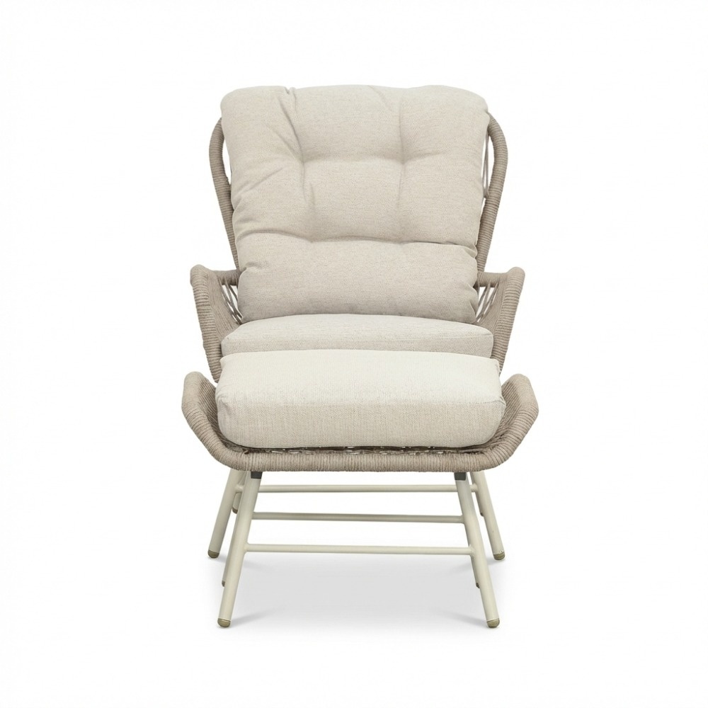 Dex lounge balkonset 4-delig | touw + aluminium | Almond Beige
