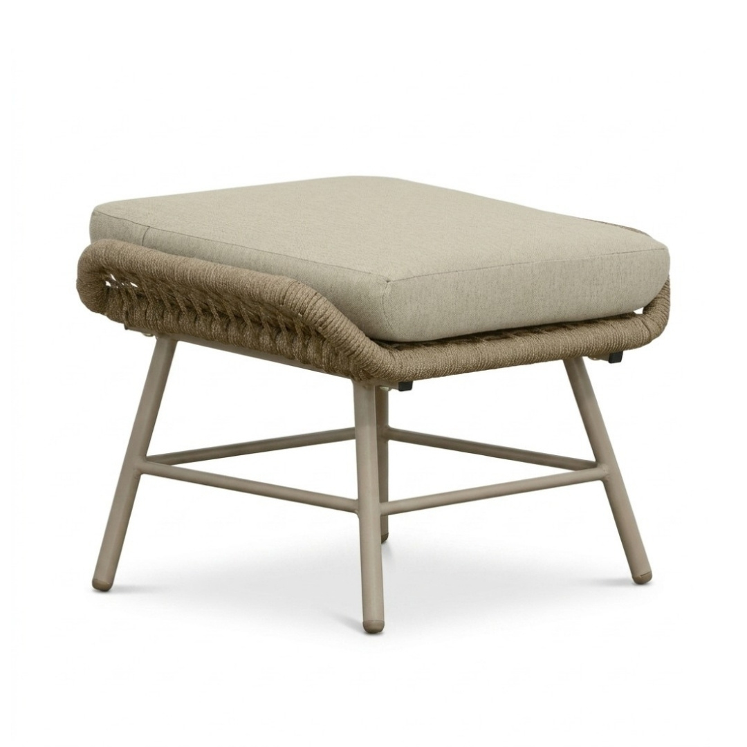 Dex loungestoel incl. voetenbank | touw + aluminium | Sandstone