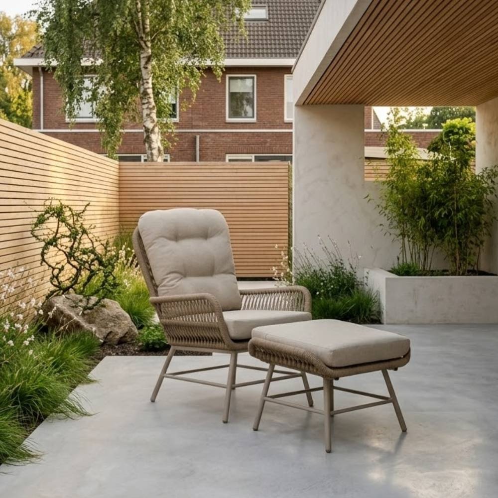 Dex lounge balkonset 4-delig | touw + aluminium | Sandstone