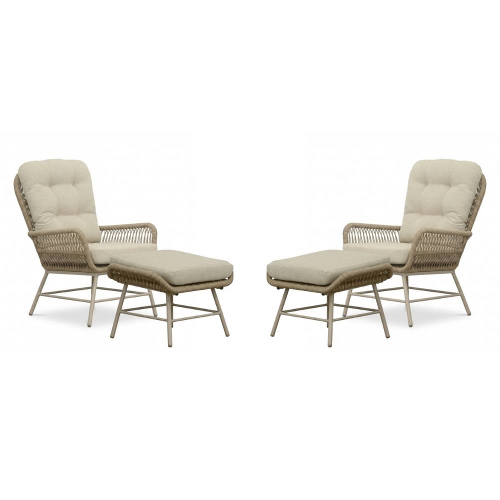 Dex lounge balkonset 4-delig | touw + aluminium | Sandstone