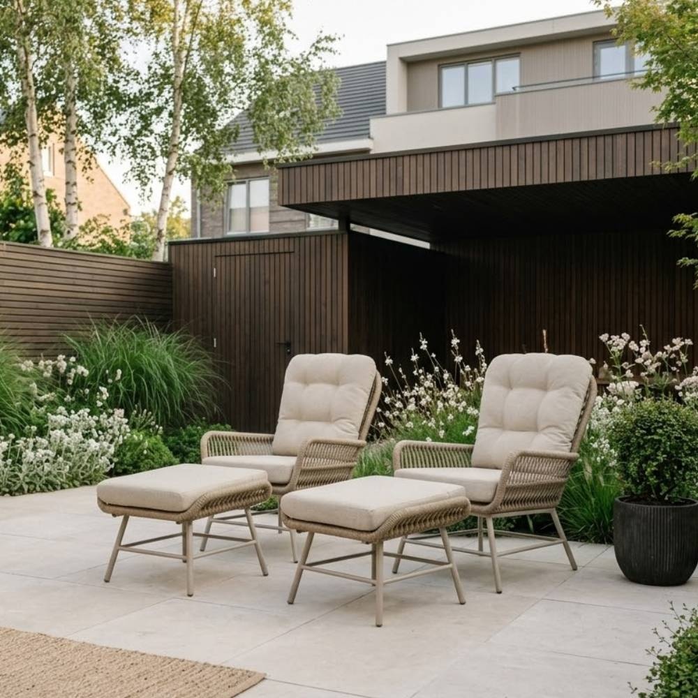 Dex lounge balkonset 4-delig | touw + aluminium | Sandstone
