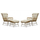 Dex lounge balkonset 2 personen | touw + aluminium | Bamboo Beige | 4-delig