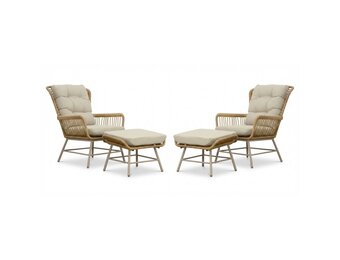 Dex lounge balkonset 2 personen | touw + aluminium | Bamboo Beige | 4-delig