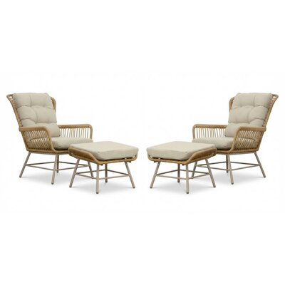Dex lounge balkonset 2 personen | touw + aluminium | Bamboo Beige | 4-delig
