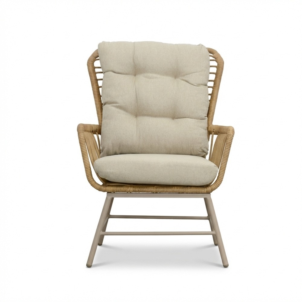 Dex lounge balkonset 2 personen | touw + aluminium | Bamboo Beige | 4-delig