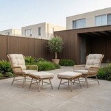 Dex lounge balkonset 2 personen | touw + aluminium | Bamboo Beige | 4-delig