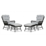 Dex lounge balkonset 4-delig | touw + aluminium | Stone Grey