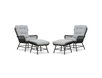 Dex lounge balkonset 4-delig | touw + aluminium | Stone Grey