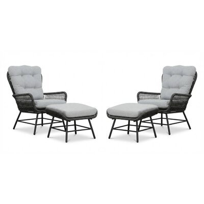 Dex lounge balkonset 4-delig | touw + aluminium | Stone Grey