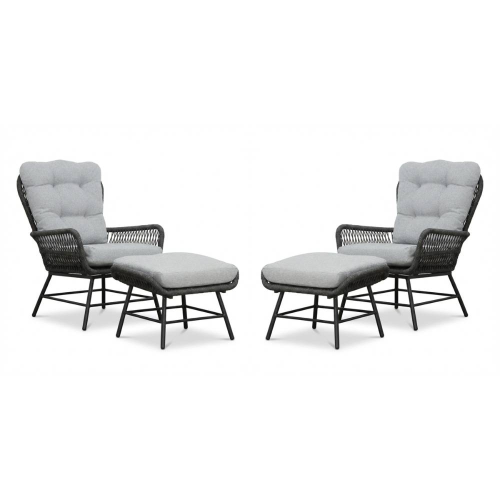 Dex lounge balkonset 4-delig | touw + aluminium | Stone Grey