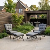 Dex lounge balkonset 4-delig | touw + aluminium | Stone Grey
