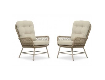 Dex loungestoel tuin set van 2 | touw + aluminium | Sandstone