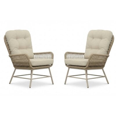 Dex loungestoel tuin set van 2 | touw + aluminium | Sandstone