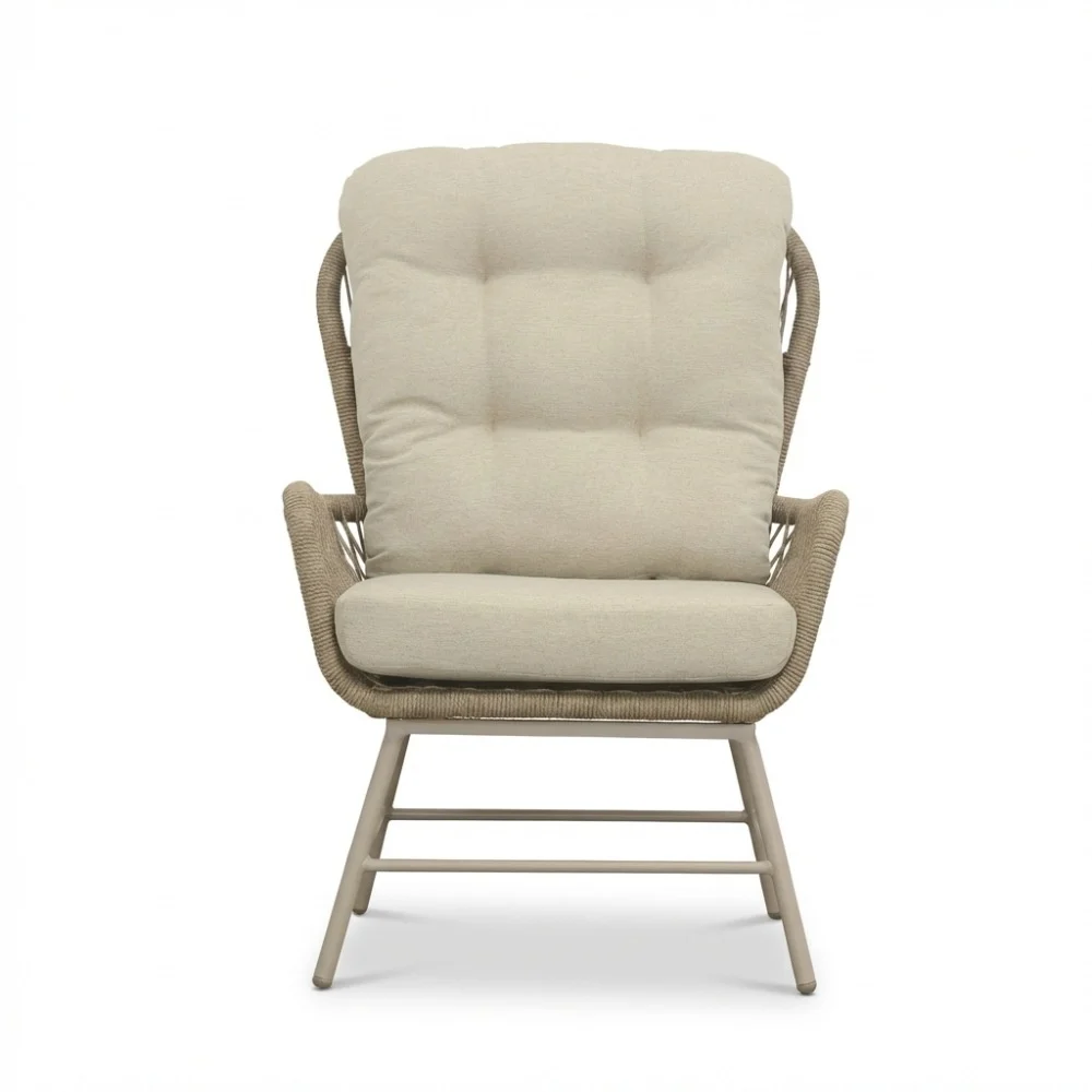 Dex loungestoel tuin set van 2 | touw + aluminium | Sandstone