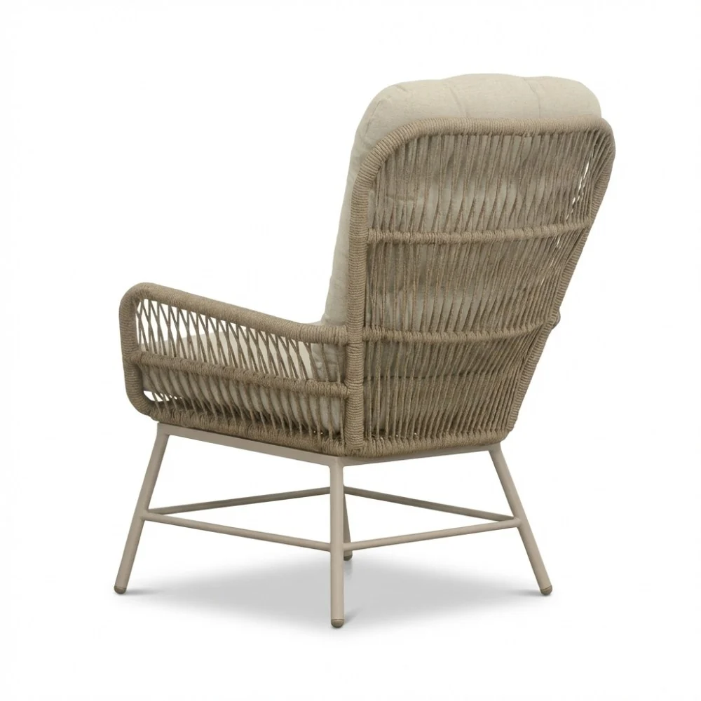 Dex loungestoel tuin set van 2 | touw + aluminium | Sandstone