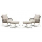 Gianna lounge balkonset 2 personen | touw + aluminium | Almond Beige | 4-delig