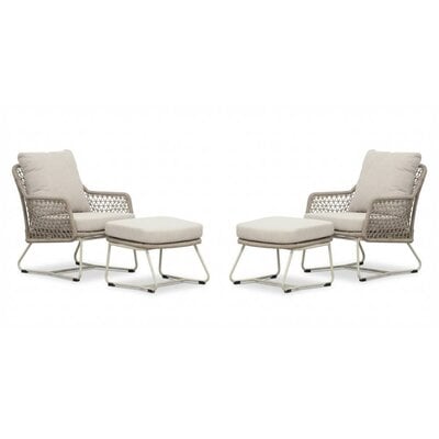 Gianna lounge balkonset 2 personen | touw + aluminium | Almond Beige | 4-delig
