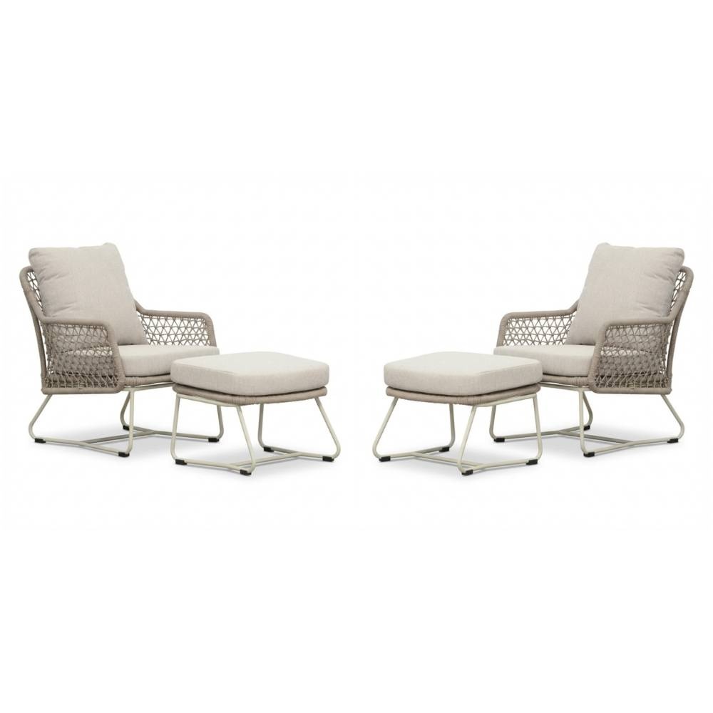 Gianna lounge balkonset 2 personen | touw + aluminium | Almond Beige | 4-delig