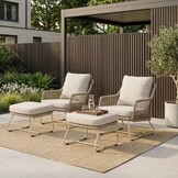 Gianna lounge balkonset 2 personen | touw + aluminium | Almond Beige | 4-delig