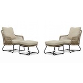 Gianna lounge balkonset 2 personen | touw + aluminium | Sahara Dust | 4-delig