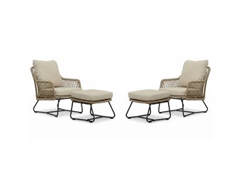 Gianna lounge balkonset 2 personen | touw + aluminium | Sahara Dust | 4-delig