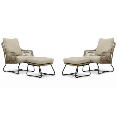 Gianna lounge balkonset 2 personen | touw + aluminium | Sahara Dust | 4-delig