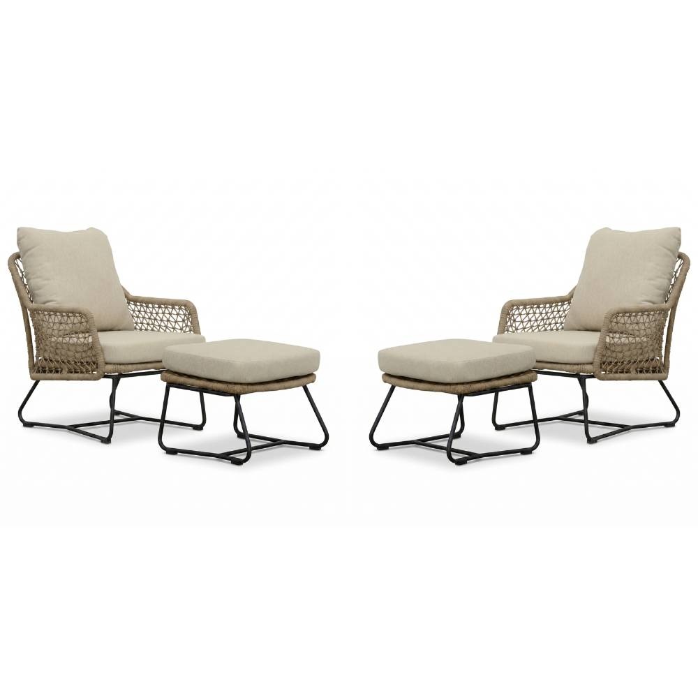 Gianna lounge balkonset 2 personen | touw + aluminium | Sahara Dust | 4-delig