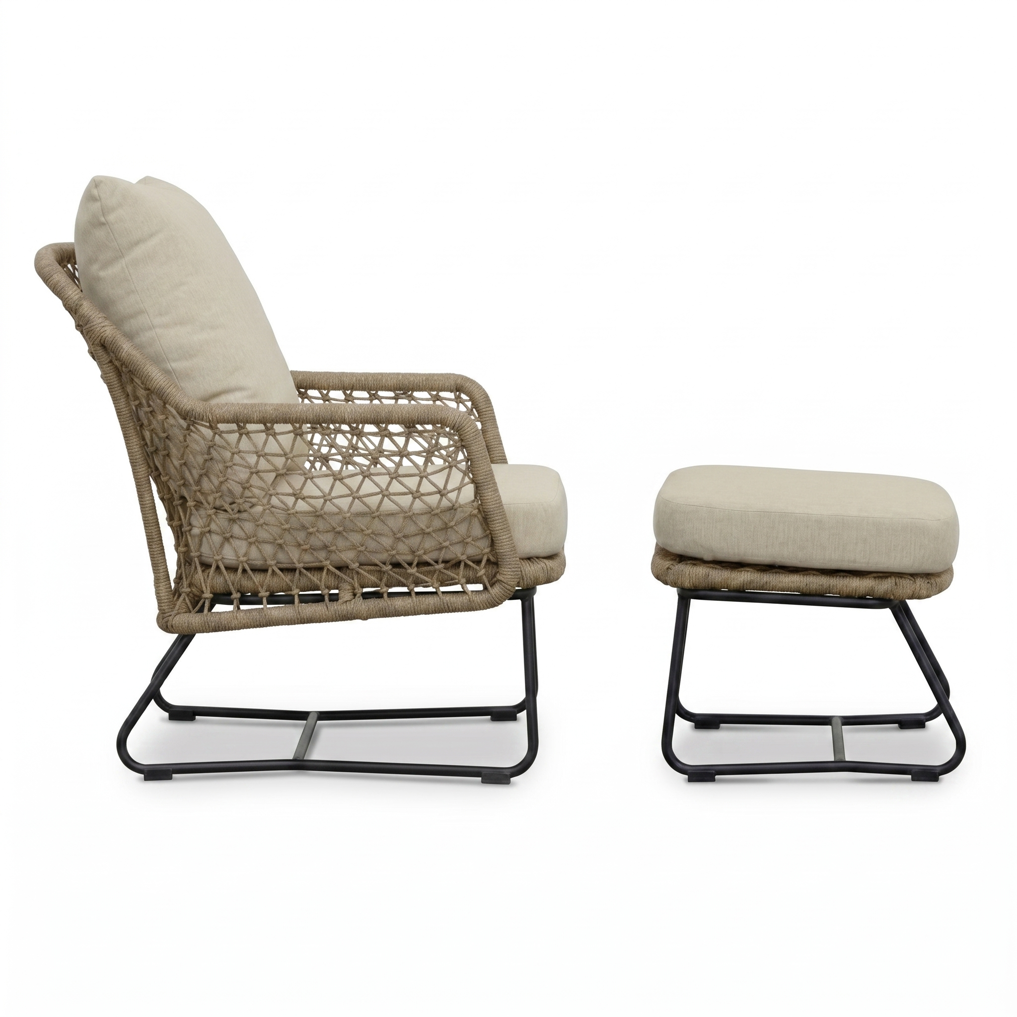 Gianna lounge balkonset 2 personen | touw + aluminium | Sahara Dust | 4-delig